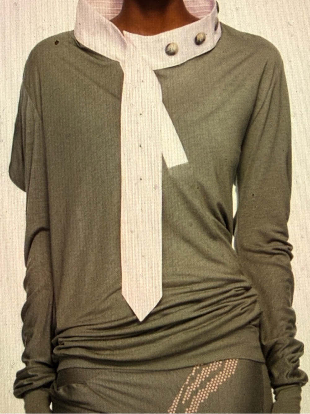 Kiko Kostadinov Long Sleeve Howe Jersey top with Pink Collared Tie